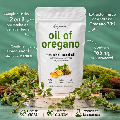 Aceite de Hoja de Orégano 6000 mg – Apoyo Natural para Defensas y Digestión (60 Cápsulas)