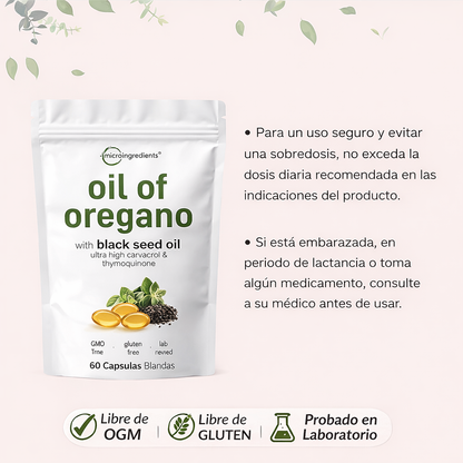 Aceite de Hoja de Orégano 6000 mg – Apoyo Natural para Defensas y Digestión (60 Cápsulas)
